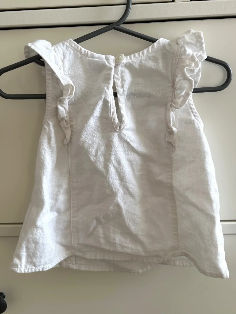 Baby Girl Flutter Sleeve Top White Linen Boho